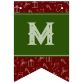 Groen en Donkerrood Vrolijk Kerstmis Iconen Vlagge Vlaggetjes (Tweede vlag)