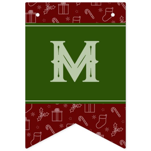 Groen en Donkerrood Vrolijk Kerstmis Iconen Vlagge Vlaggetjes (Tweede vlag)