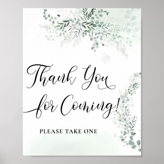 Groen en Eucalyptus Bedankt voor uw komst Poster (Voorkant)