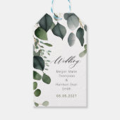 Groen en Eucalyptus Bruiloft Cadeaulabel (Voorkant)