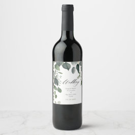 Groen en Eucalyptus Bruiloft Wijn Etiket