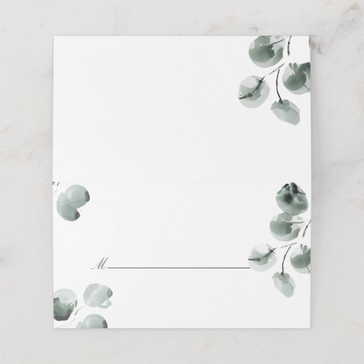 Groen en Eucalyptus Scripted Plaatskaartje (Buitenkant ongevouwen)