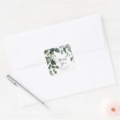 Groen en Eucalyptus Trouw Bedankt Vierkante Sticker (Envelop)