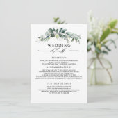 Groen en Eucalyptus Trouwinformatie Gast Informatiekaartje (Staand voorkant)