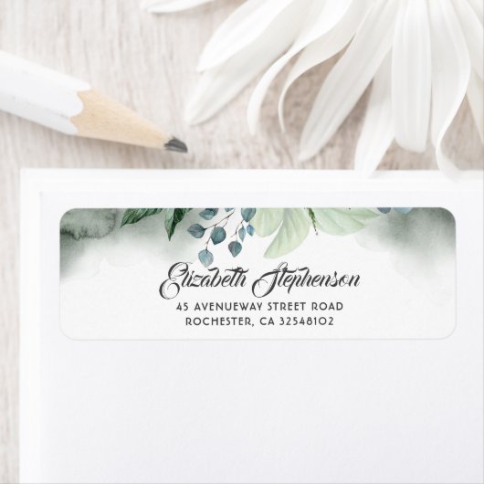 Groen en Eucalyptus Waterverf Bruiloft Etiket (Insitu)