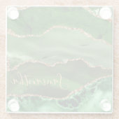 Groen en Faux Gold Glitter Marble Agate Glazen Onderzetter (Achterkant)