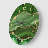 Groen en Faux Gold Glitter Marble Agate Grote Klok (Hoek)