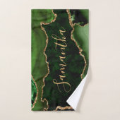 Groen en Faux Gold Glitter Marble Agate Handdoek (Handdoek)