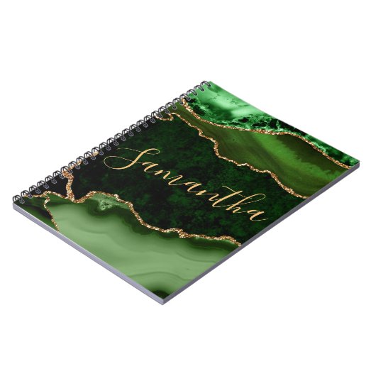 Groen en Faux Gold Glitter Marble Agate Notitieboek (Linkerzijde)