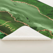 Groen en Faux Gold Glitter Marble Agate Sherpa Deken (3/4)