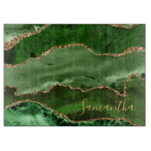 Groen en Faux Gold Glitter Marble Agate Snijplank (Voorkant)