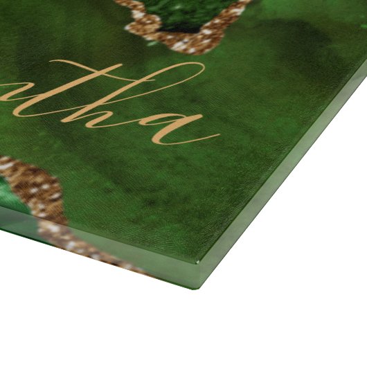 Groen en Faux Gold Glitter Marble Agate Snijplank (Hoek)