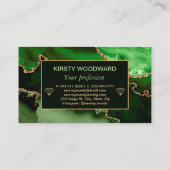 Groen en Faux Gold Glitter Marble Agate Visitekaartje (Achterkant)
