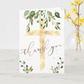 groen en faux gouden folie kruis |Hartelijk dank Kaart (Gele Bloem)