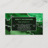 Groen en Faux Silver Glitter Marble Agate Visitekaartje (Achterkant)