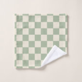 Groen en Gebroken Wit Checkerboard Bad Handdoek (Wasdoekje)