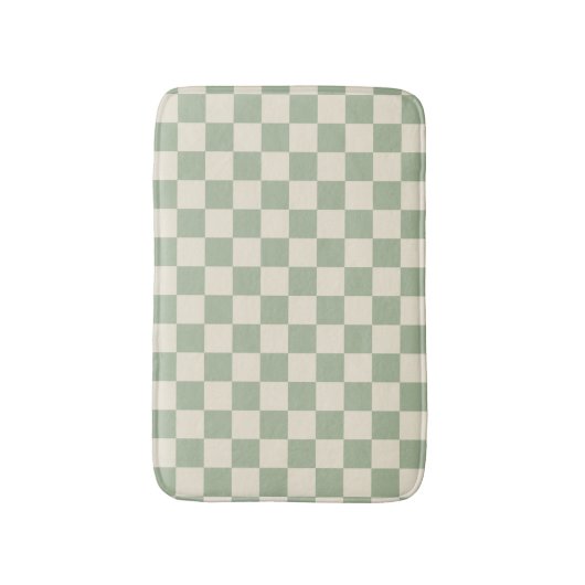 Groen en Gebroken Wit Checkerboard Badmat (Voorkant Verticaal)