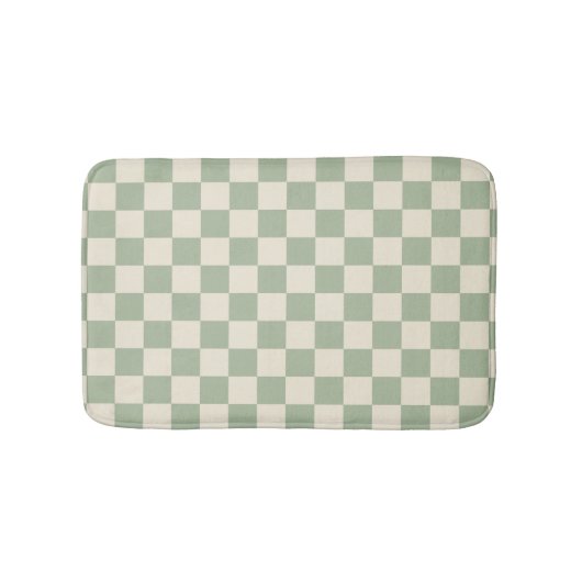 Groen en Gebroken Wit Checkerboard Badmat (Voorkant)