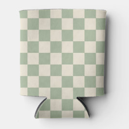 Groen en Gebroken Wit Checkerboard Blikjeskoeler