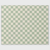 Groen en Gebroken Wit Checkerboard Cadeaupapier (Vlak)