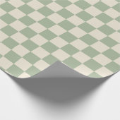 Groen en Gebroken Wit Checkerboard Cadeaupapier (Hoek)