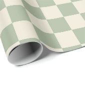 Groen en Gebroken Wit Checkerboard Cadeaupapier (Rol Hoek)