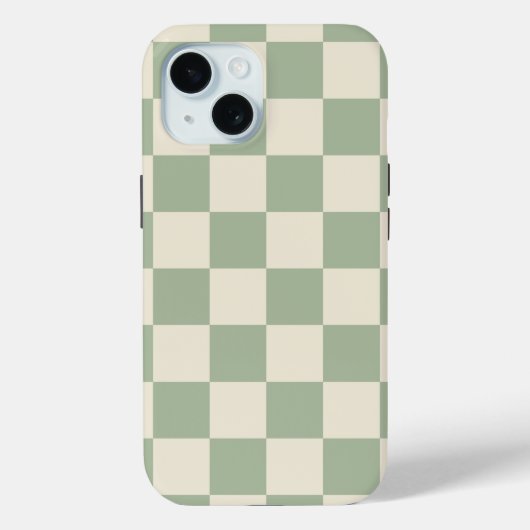 Groen en Gebroken Wit Checkerboard Case-Mate iPhone Case (Achterkant)