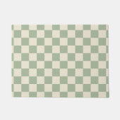 Groen en Gebroken Wit Checkerboard Deurmat (Voorkant)