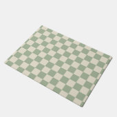 Groen en Gebroken Wit Checkerboard Deurmat (Schuin)