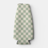 Groen en Gebroken Wit Checkerboard Flesjeskoeler (Voorkant)
