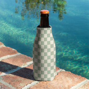 Groen en Gebroken Wit Checkerboard Flesjeskoeler