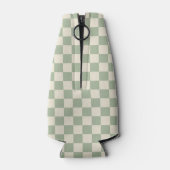 Groen en Gebroken Wit Checkerboard Flesjeskoeler (Achterkant)