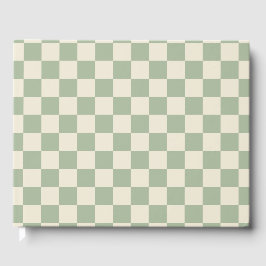 Groen en Gebroken Wit Checkerboard Gastenboek