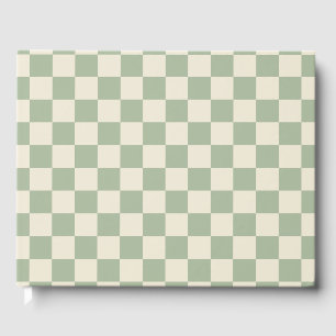 Groen en Gebroken Wit Checkerboard Gastenboek