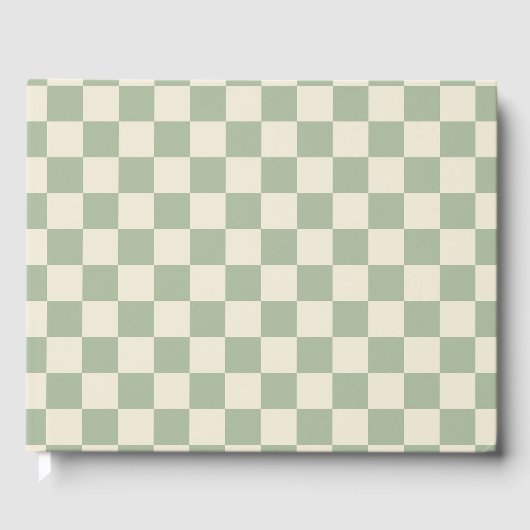 Groen en Gebroken Wit Checkerboard Gastenboek (Voorkant)