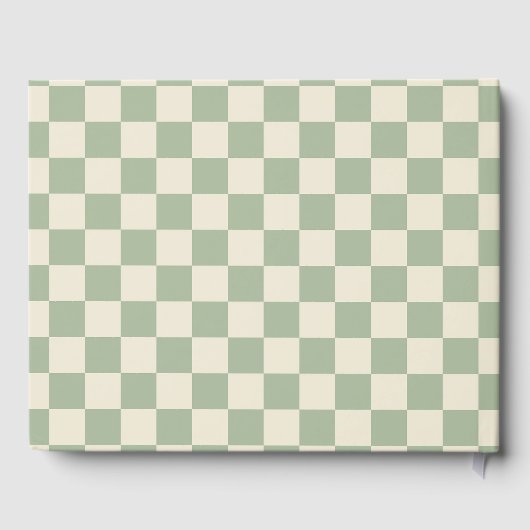 Groen en Gebroken Wit Checkerboard Gastenboek (Achterkant)