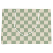Groen en Gebroken Wit Checkerboard Groot Cadeauzakje (Voorkant)