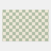 Groen en Gebroken Wit Checkerboard Inpakpapier Vel (Voorkant 3)