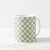 Groen en Gebroken Wit Checkerboard Koffiemok (Voorkant rechts)