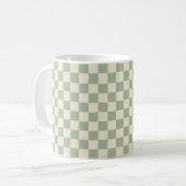 Groen en Gebroken Wit Checkerboard Koffiemok (Voorkant links)