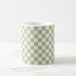 Groen en Gebroken Wit Checkerboard Koffiemok