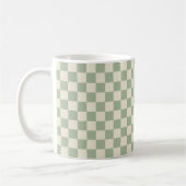 Groen en Gebroken Wit Checkerboard Koffiemok (Links)