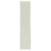Groen en Gebroken Wit Checkerboard Korte Tafelloper (Voorkant)