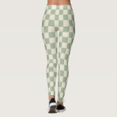 Groen en Gebroken Wit Checkerboard Leggings (Achterkant)