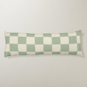 Groen en Gebroken Wit Checkerboard Lichaamskussen (Achterkant)