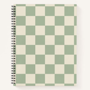 Groen en Gebroken Wit Checkerboard Notitieboek