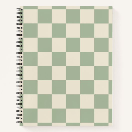 Groen en Gebroken Wit Checkerboard Notitieboek (Voorkant)