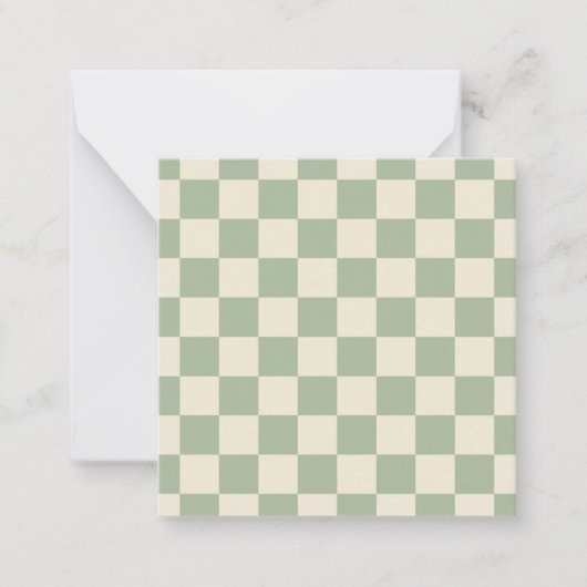 Groen en Gebroken Wit Checkerboard Notitiekaartje (Voorkant)