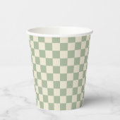 Groen en Gebroken Wit Checkerboard Papieren Bekers (Links)