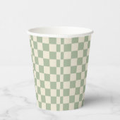 Groen en Gebroken Wit Checkerboard Papieren Bekers (Rechts)